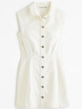 Abercrombie & Fitch Collared Denim Shift Mini Dress | Size: S Tall